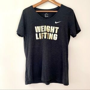 Nike Black Short Sleeve Tee with White and Gold Print